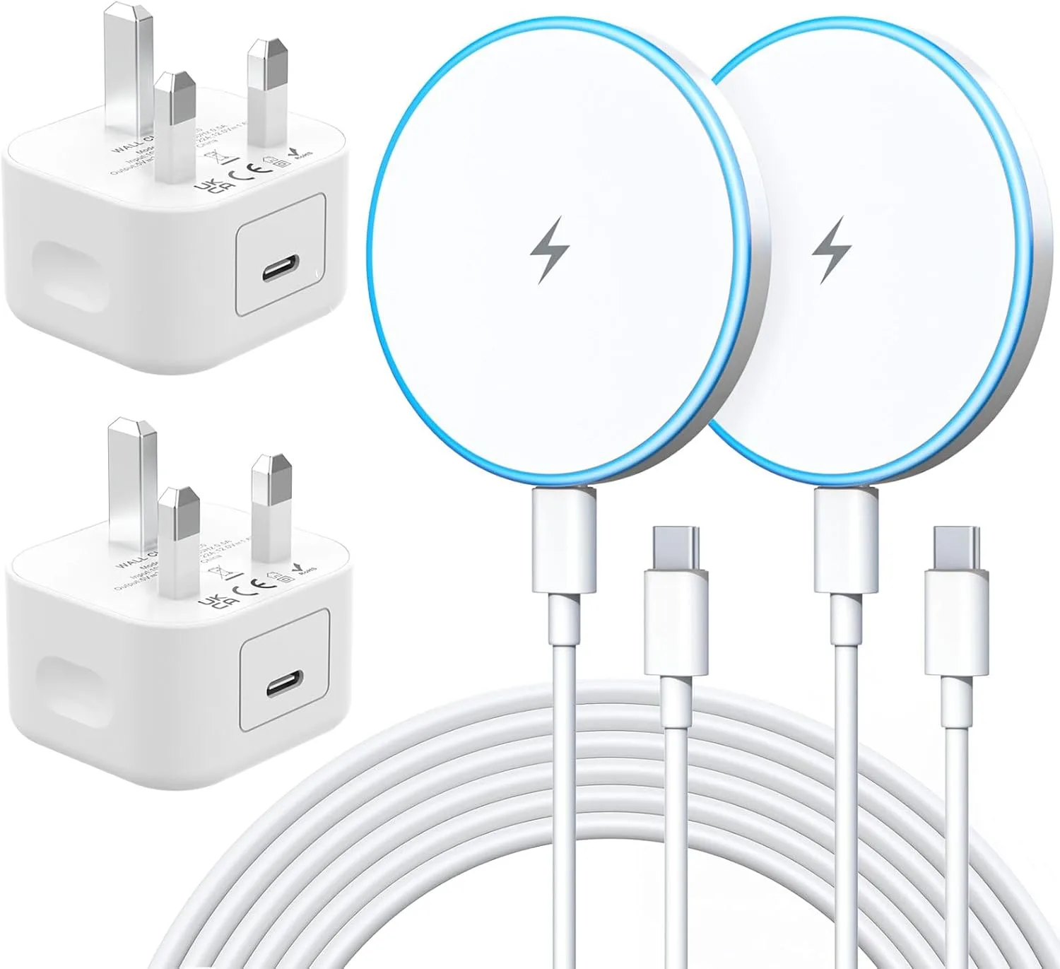 2pack 15w Wireless Charger And 20w Fast Charger Plug