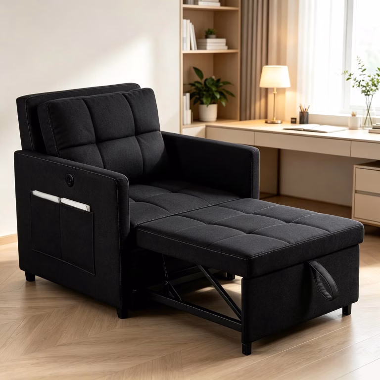 3 In 1 Single Sofa Bed Pull Out Chair Bed With Type C And USB Ports