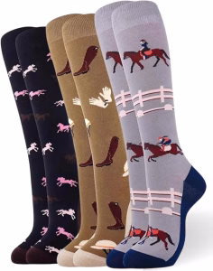 3 Pairs Horse Riding Socks For Women Cotton Knee High Sokcs 4 9
