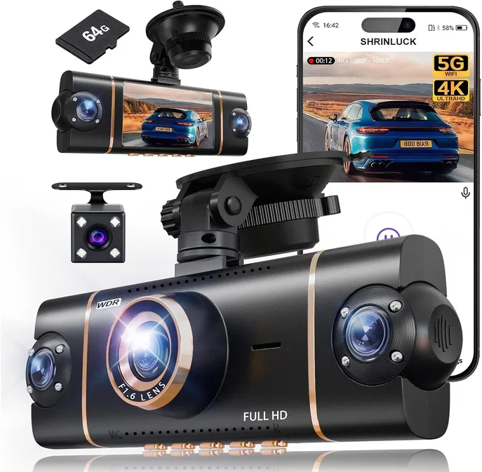 4 Channel Dash Cam 4k 3 X 1080p Front Rear Inside Side 360 View