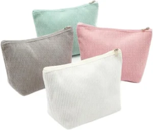 4 PCs Cosmetic Bags Make Up Bag For Purse Corduroy Portable Travel Makeup Pouch