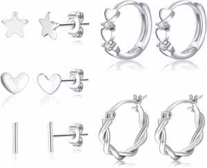 5 Pairs Silver Hoop Earrings For Women Hypoallergenic Small Huggie Earrings