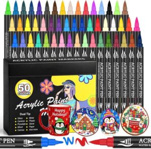 50 Colours Dual Tip Acrylic Paint Marker Set