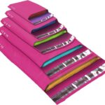 50 Mixed Size Pink Mailing Bags, Hot Pink, 5 Sizes Self Seal Strong Waterproof Poly Plastic Envelopes for Parcels, Packaging, Small, Medium, Large Mail, Shipping Courier Delivery Bags
