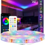 5m Ws2812 RGB+IC LED Strip Lights IP68 Outdoor Waterproof, 5V USB Powered, Music Sync Bluetooth APP/RF Remote Control Lights for Balcony,Deck,Camping,Garden,Bedroom Decor