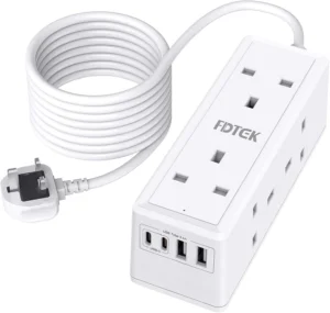 6 Way Extension Lead 3m With USB Slots Fdtek Desk Power Strip With 2 USB A And 2