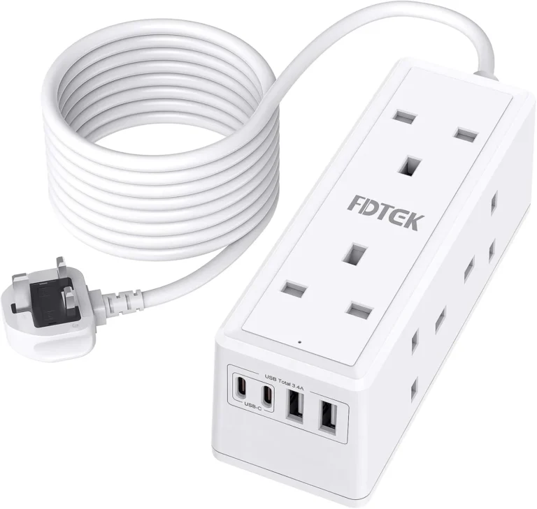 6 Way Extension Lead 3m With USB Slots Fdtek Desk Power Strip With 2 USB A And 2