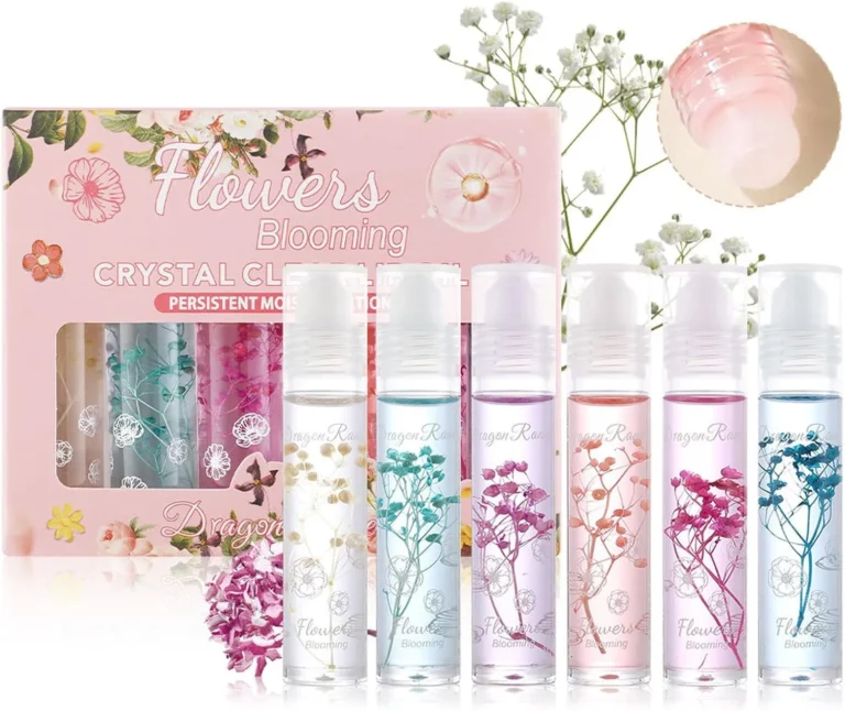 6pcs Roll On Lip Gloss Set Infused With Real Flowers