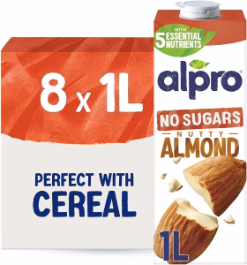 Alpro Almond Drink No Sugar Unsweetened Dairy Free Long Life 1l 8 Pack