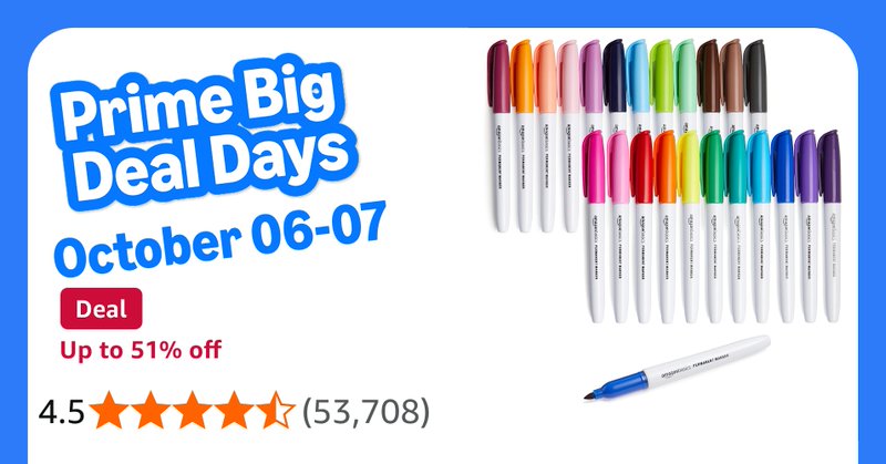 Amazon Basics Permanent Markers, Assorted Colours, 24-Pack