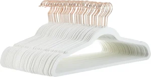 Amazon Basics Slim Velvet Non Slip Suit Hangers 50 Pack Ivory Rose Gold