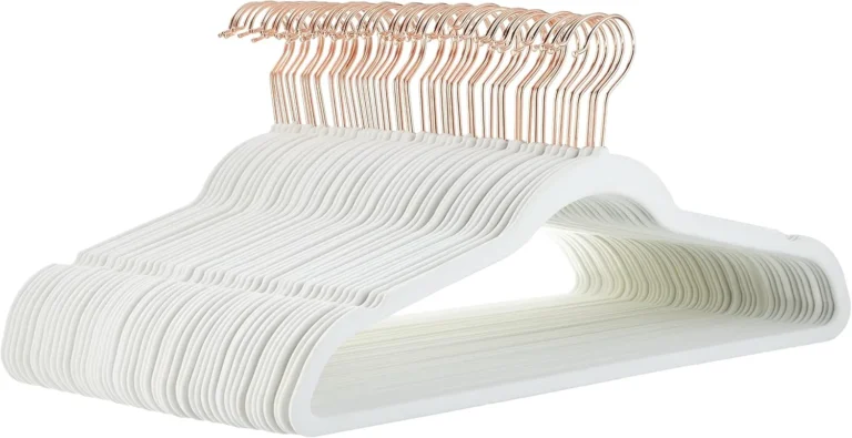 Amazon Basics Slim Velvet Non Slip Suit Hangers 50 Pack Ivory Rose Gold