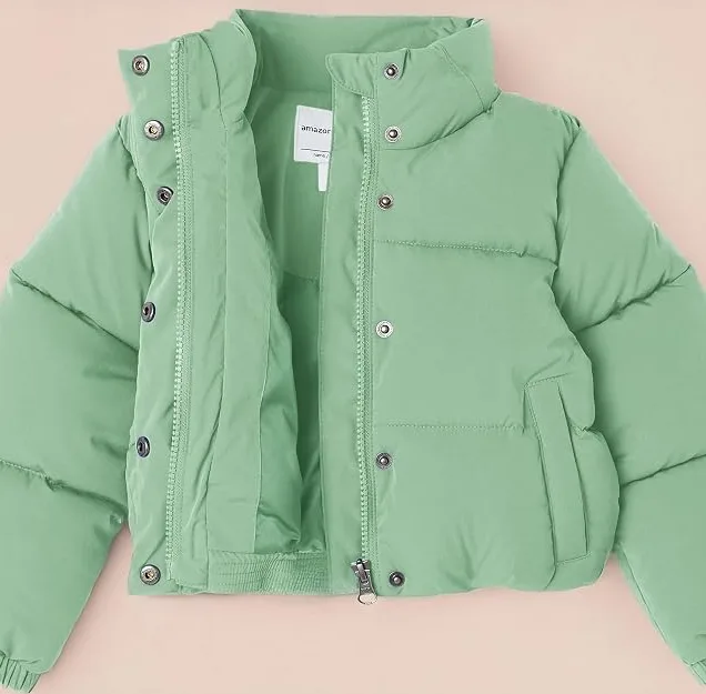 Amazon Essentials Girls And Toddlers Cropped Full Zip Puffer Jacket Quilted Matt