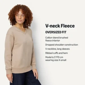 Amazon Essentials Women S Oversized V Neck Fleece Pullover Sweatshirt