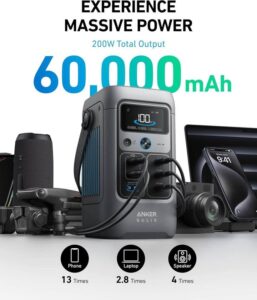 Anker Solix C200 Dc 192wh 200w Dc Power Bank Station With 60w Solar Panel