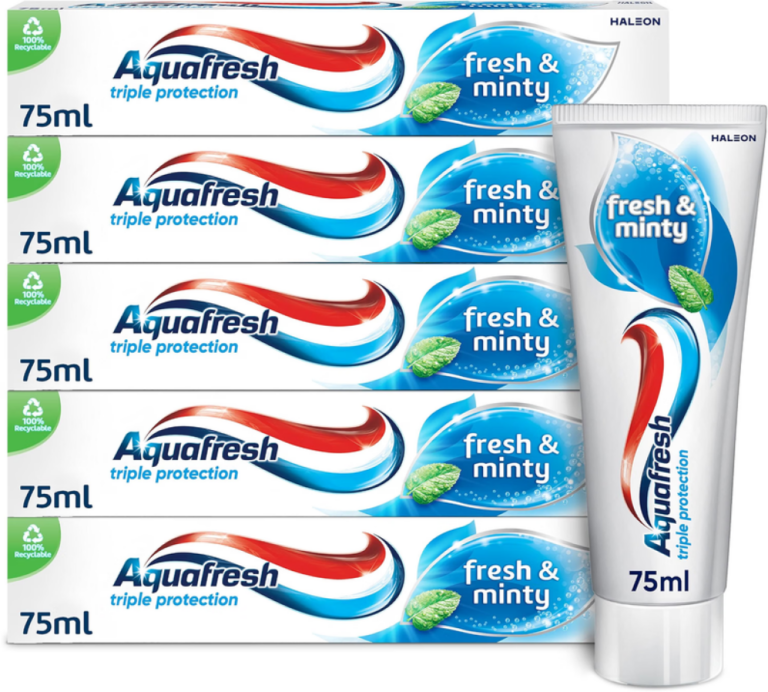 Aquafresh Toothpaste Triple Protection Fresh And Minty Pack Of 5 X 75ml