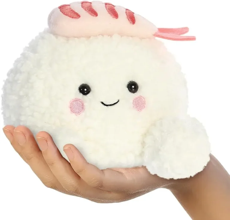 Aurora 33872 Palm Pals Ebi Shrimp Sushi 5in Soft Toy White And Pink