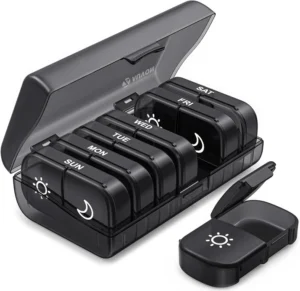 Auvon Pill Box Organiser Xl Weekly Pill Box 7 Day 2 Times A Day With One Side La