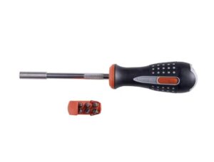 Bahco 808050 1 4 Ratcheting Bit Holder Screwdriver With 6 Bits