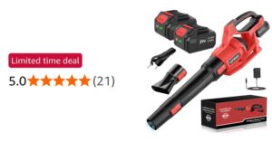 Bamse Leaf Blower Cordless Garden Blower 21v With 2 Batteries 4 0ah 3 Speed Batt
