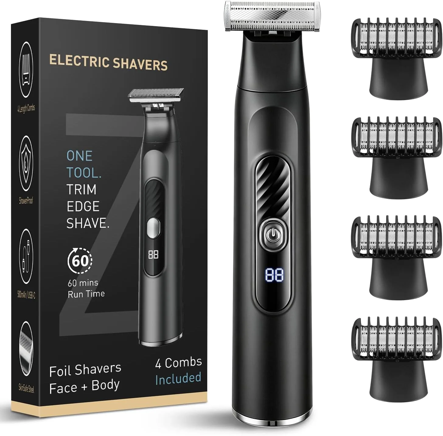 Beard Trimmer Men All In One Tool Body Hair Trimmer For Men Ipx7 Waterproof