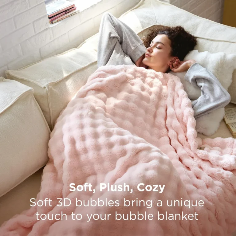 Bedsure Bubble Fleece Throw Blanket Lightweight Crystal Pink 130x170cm