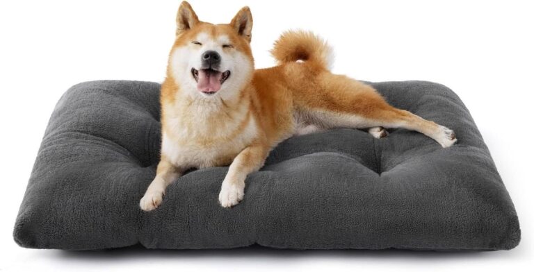 Bedsure Large Dog Crate Bed Washable Fluffy Dog Mattress 89x58x8cm Grey