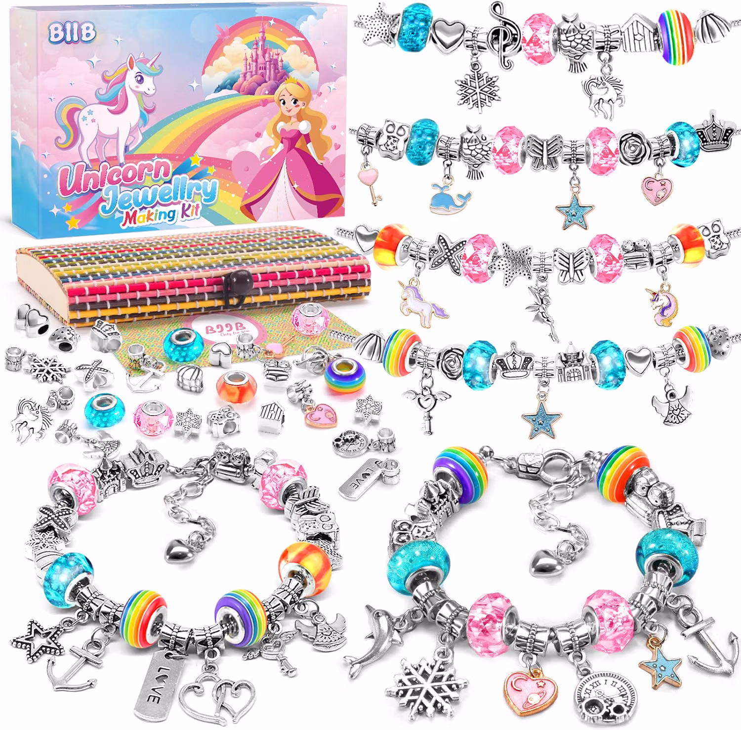 BIIB Unicorn Gifts for Girls, Friendship Bracelet Jewellery Making Kit