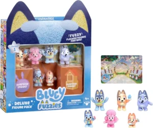 Bluey Fuzzies Deluxe 8 Figure Pack 6 Mini Figures 2 Surprise Figures