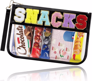 Buycard Black Snack Bag For Travel Preppy Waterproof Pouch