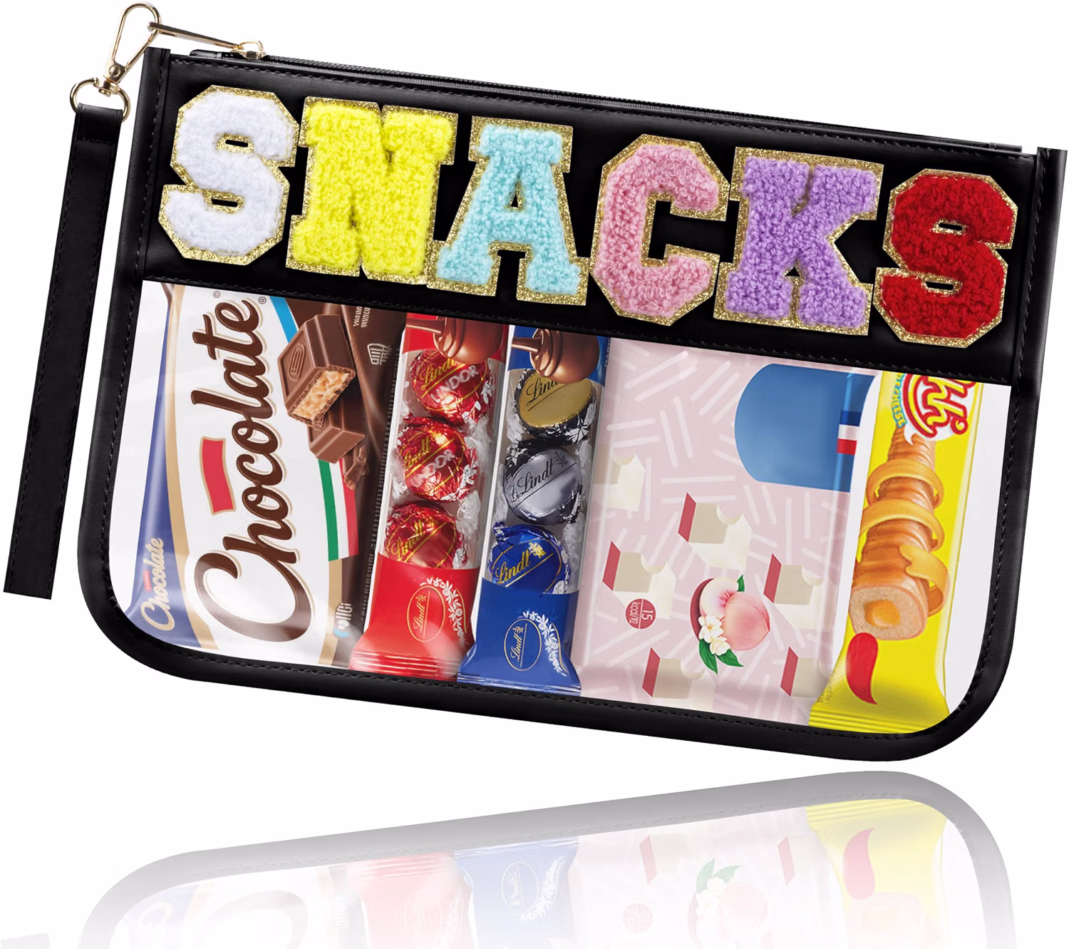 Buycard Black Snack Bag For Travel Preppy Waterproof Pouch