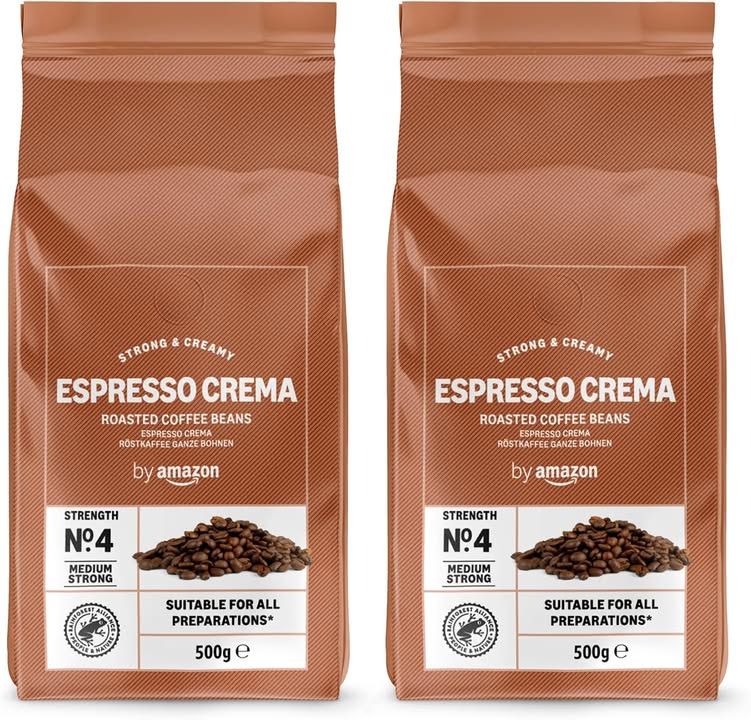 By Amazon Espresso Crema Coffee Beans Light Roast 1kg 2 Packs Of 500g Rainforest