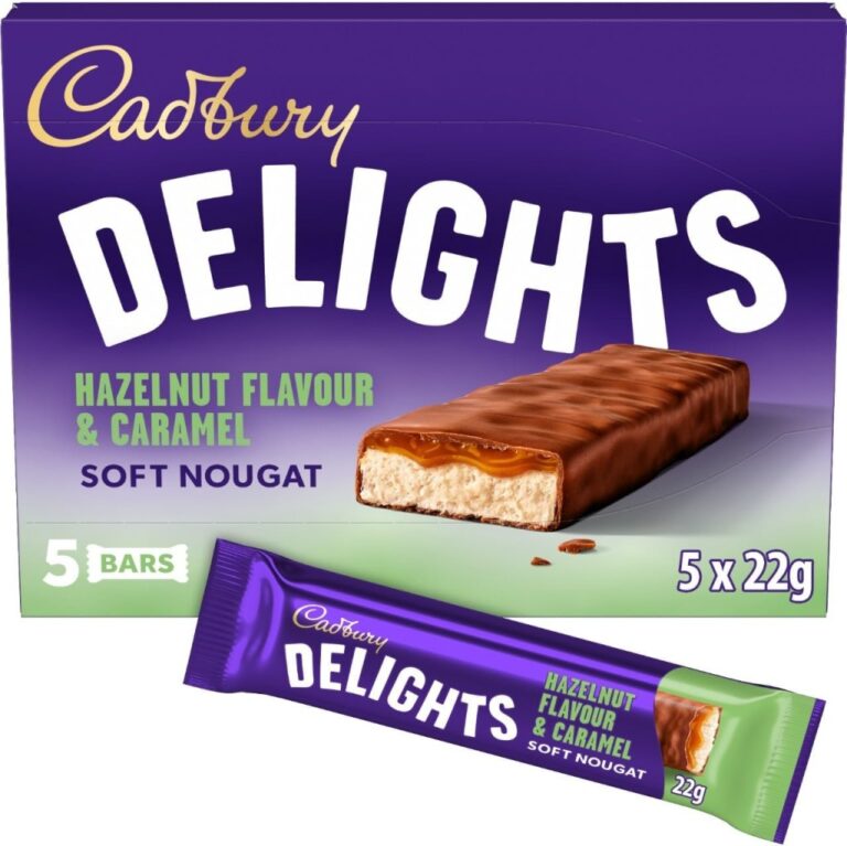 Cadbury Delights Soft Nougat And Caramel Bars 5 X 22 G