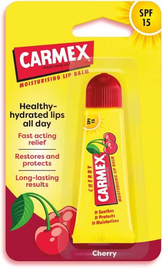 Carmex Cherry Moisturising Lip Balm For Dry Cracked Lips 10g