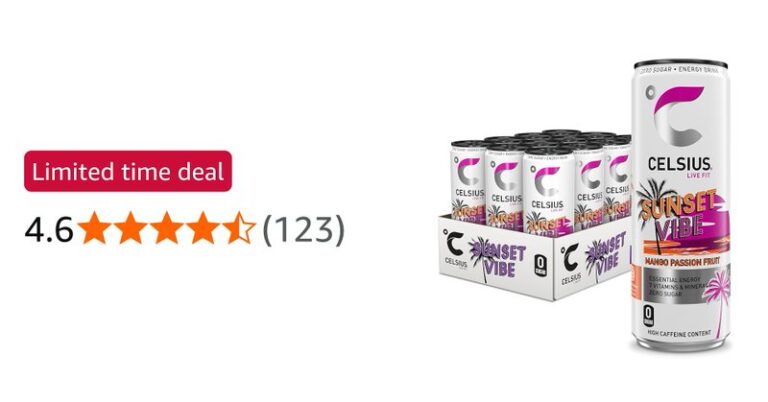 Celsius Sparkling Sunset Vibe Refreshing Energy Drink 335ml Pack Of 12