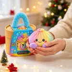 Christmas Plush Dumpling Cushion Cute Stuffed Squishy Bun Stress Relief Pillow with Steamer Gift Box for Adults, Home Office Decor