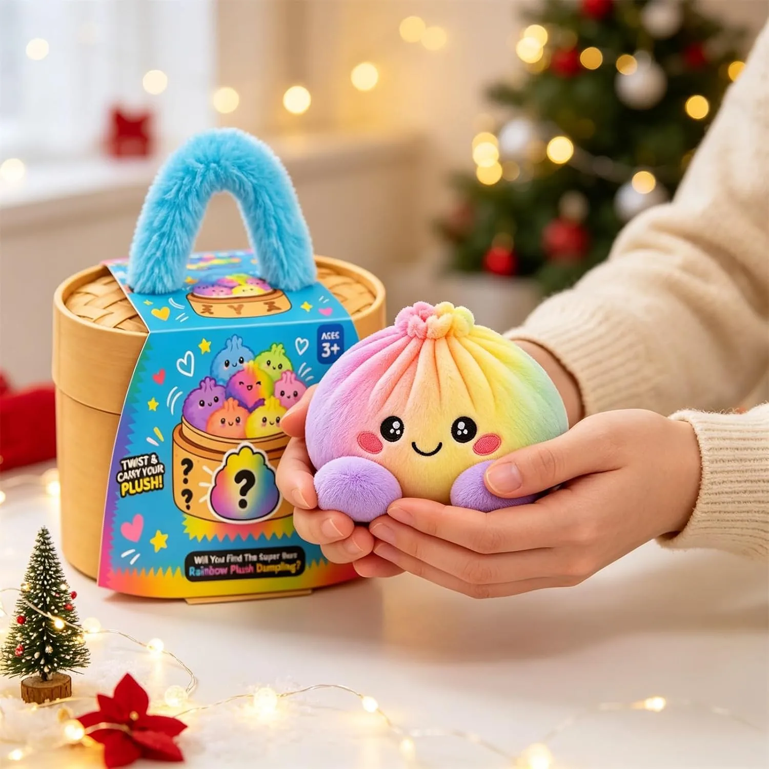 Christmas Plush Dumpling Cushion Cute Stuffed Squishy Bun Stress Relief Pillow W