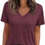Cicy Bell Tshirt Women's Tops V-Neck Shirts Loose Basic Summer Tops Blouse