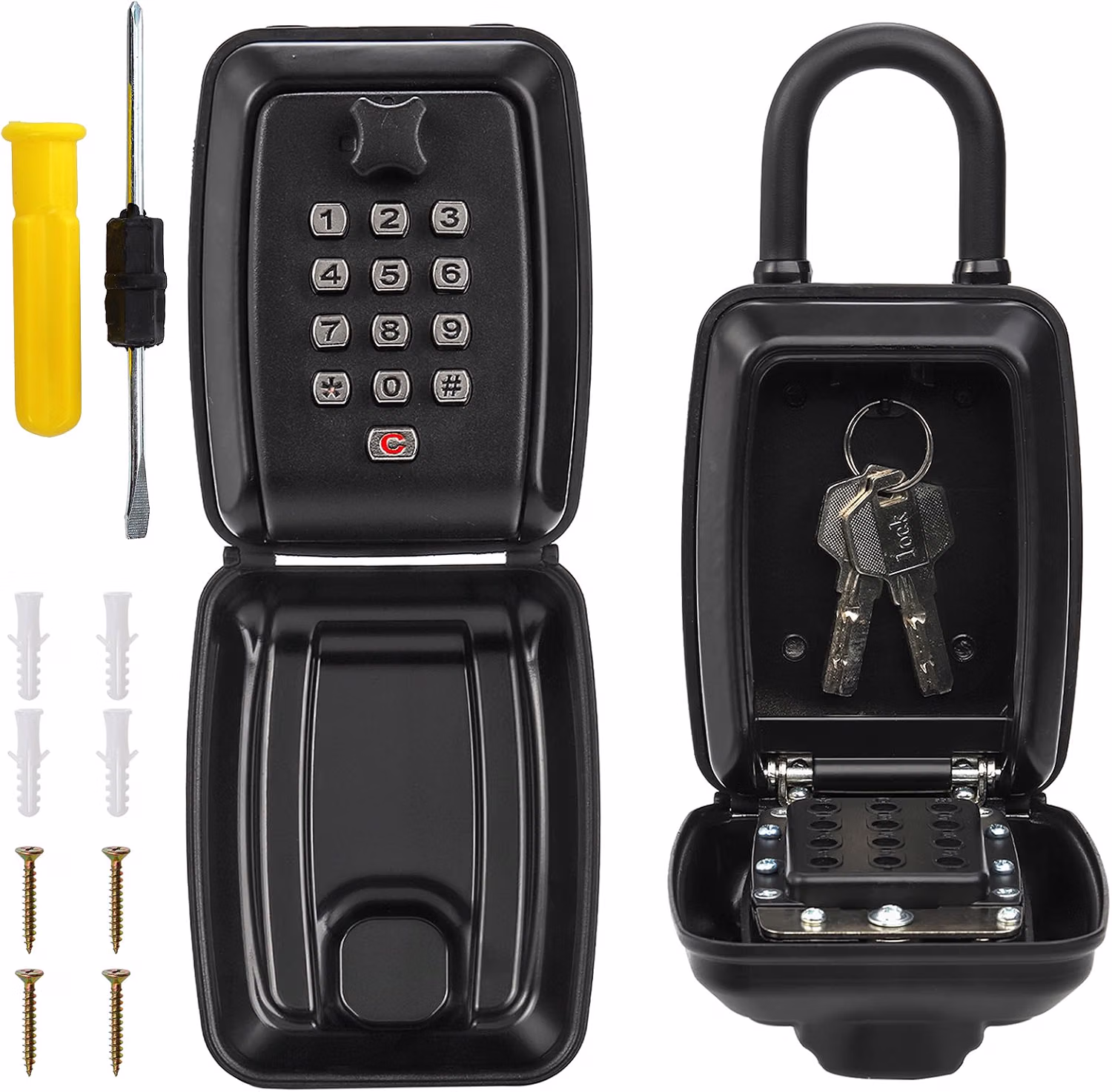 Cididu Key Lock Box For Outside Waterproof Key Lockbox With 12 Digit Push Button