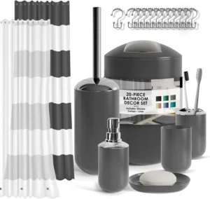 Clara Clark Bathroom Set Black Bathroom Accessories Set 20pc Bathroom Accessory