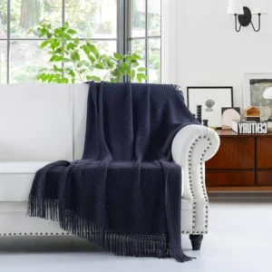 Coastline Super Soft Decorative Knit Throw Blanket For Sofa Couch Chair Bed Ligh
