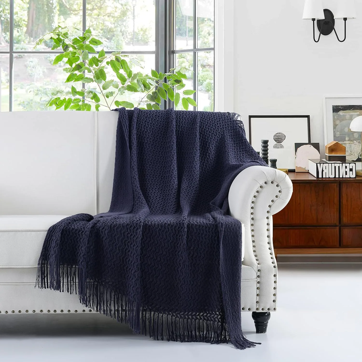 Coastline Super Soft Decorative Knit Throw Blanket For Sofa Couch Chair Bed Ligh