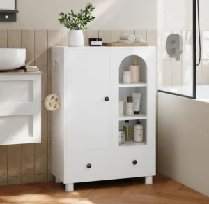Coleshome Bathroom Storage Cabinet With Large Drawer 60x30x89cm White