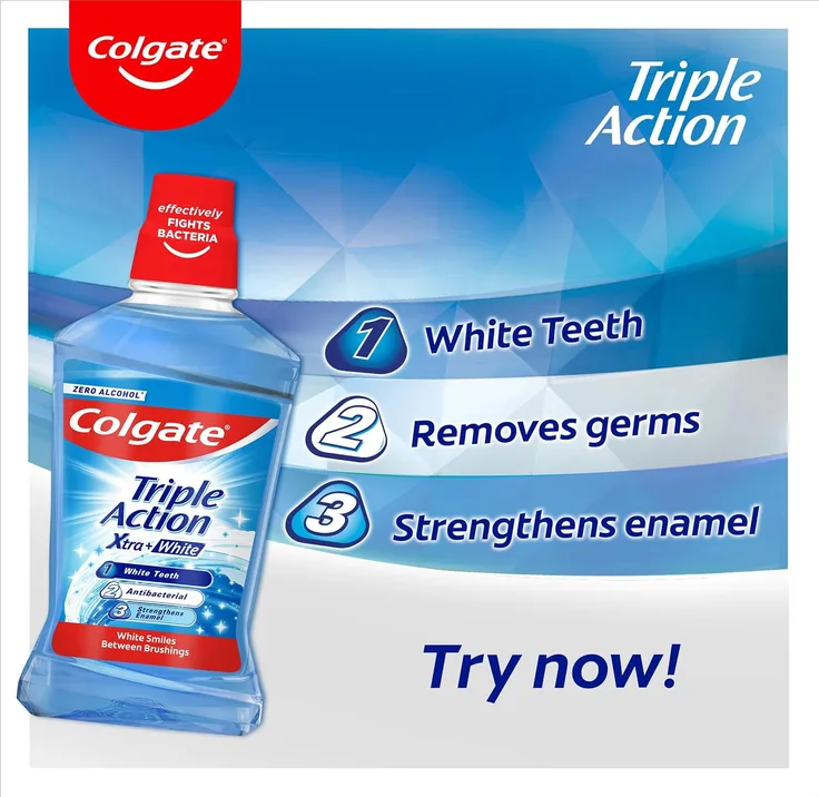 Colgate Triple Action Xtra White Mouthwash 500ml