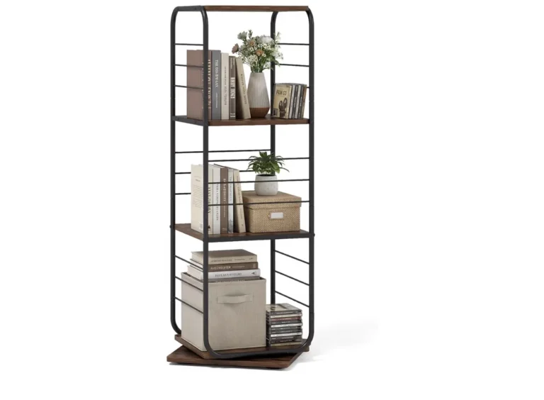 Costway 4 Tier Rotating Bookshelf 360 Spinning Bookcase Tower With Swivel Base M