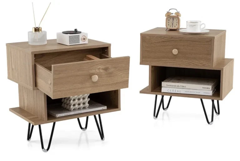 Costway Bedside Tables Set Of 2 Wooden Nightstand End Sofa Side Table With Remov