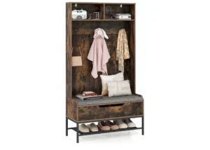 Costway Coat Rack With Shoe Storage 170cm Freestanding Hall Tree Coat Stand With