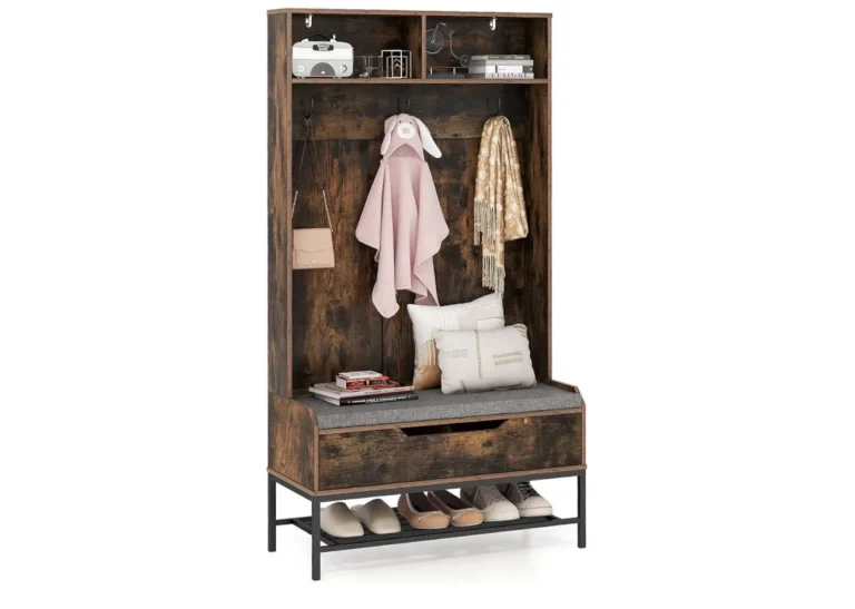Costway Coat Rack With Shoe Storage 170cm Freestanding Hall Tree Coat Stand With