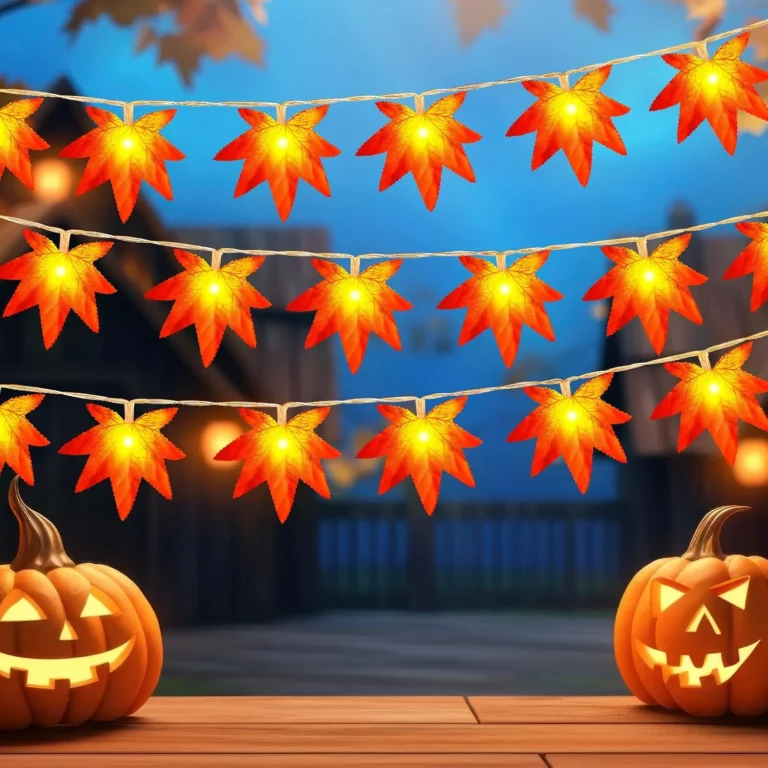 Dalugo Autumn Decorations Lights 3m 20 Led Autumn Full Maple Leaf Fairy Lights W