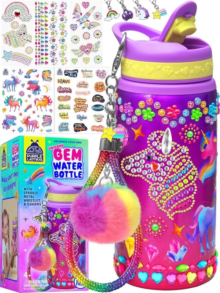 Decorate Your Own Water Bottle Kit For Girls Unicorn Water Bottle Gems